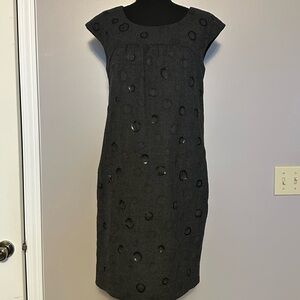 Vince 6 Charcoal Gray Subtle Polka Dot Women's Wool Dress
